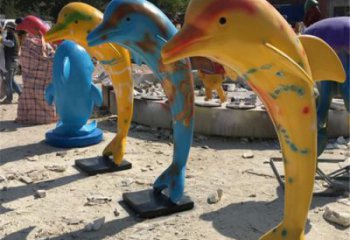 店門口海豚雕塑廠家 創意海洋雕塑 仿真擺件