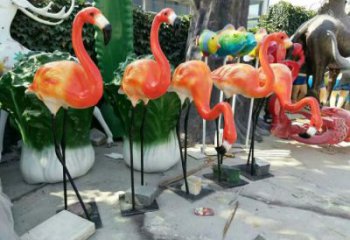 城市火烈鳥雕塑 風景區彩繪雕塑 抽象擺件