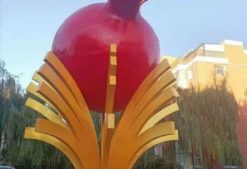大型石榴雕塑 商業街廣場雕塑 彩繪擺件
