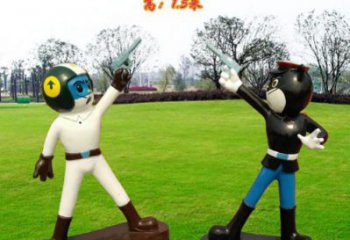 現代黑貓警長雕塑廠家 大型卡通雕塑 彩繪雕塑