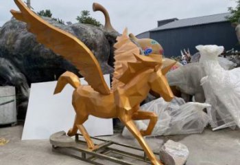 街道天馬雕塑廠家，景觀擺件，鍍金工藝