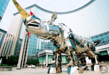 廣場(chǎng)犀牛雕塑，動(dòng)物景觀雕塑，鏡面工藝制造
