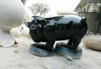 廣場野豬雕塑，戶外動(dòng)物雕塑，烤漆工藝制造