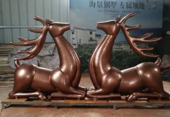 售樓部馴鹿雕塑，噴砂發光雕塑，彩繪題材