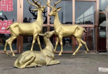 小區馴鹿雕塑，動物軟裝雕塑，抽象效果