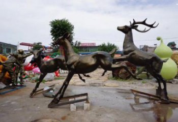 廣安戶外小鹿批發(fā)，動物雕塑，梅花鹿銅雕塑供求