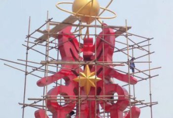 萬盛景觀科技之星雕塑選用，美陳雕塑，抽象不銹鋼科技之星雕塑標準